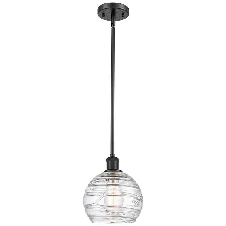 Image 1 Athens Deco Swirl 8" LED Mini Pendant - Matte Black - Clear Deco Swirl