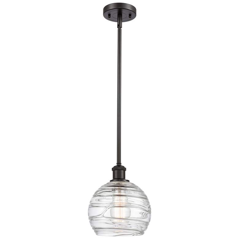 Image 1 Athens Deco Swirl 8" LED Mini Pendant - Oil Rubbed Bronze - Clear