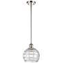 Athens Deco Swirl 8" LED Mini Pendant - Polished Nickel - Clear Deco S