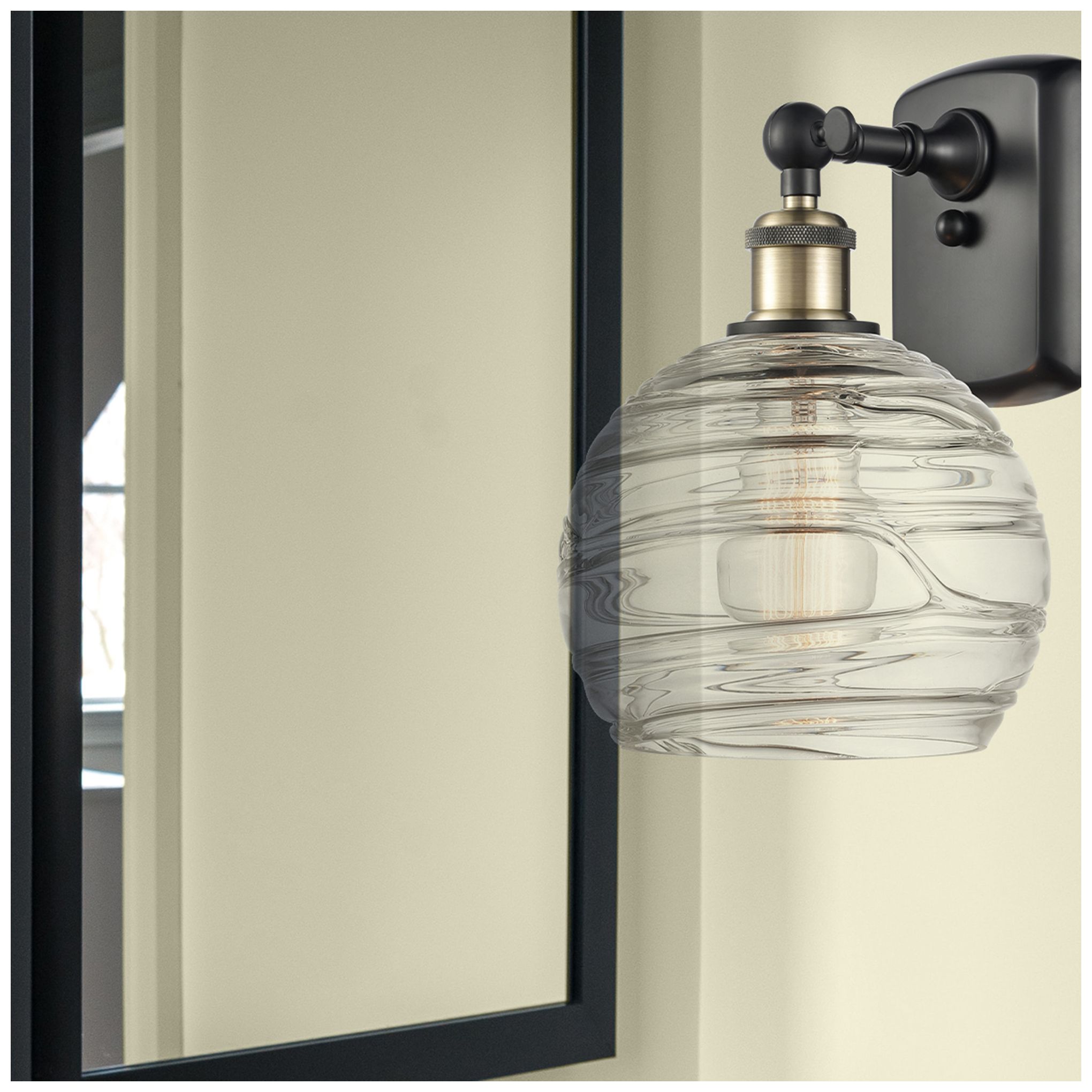 Image 2 Athens Deco Swirl 8" LED Sconce - Black Brass Finish - Swirl Shade more views