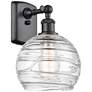 Athens Deco Swirl 8" LED Sconce - Matte Black Finish - Swirl Shade