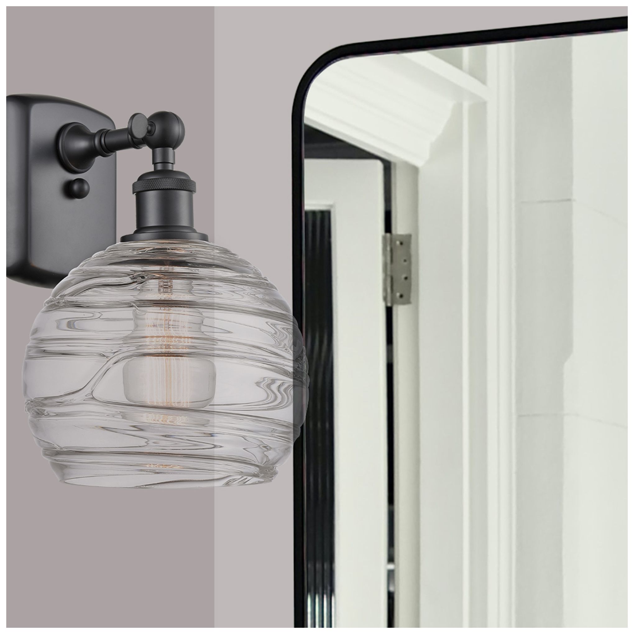 Image 2 Athens Deco Swirl 8" LED Sconce - Matte Black Finish - Swirl Shade more views