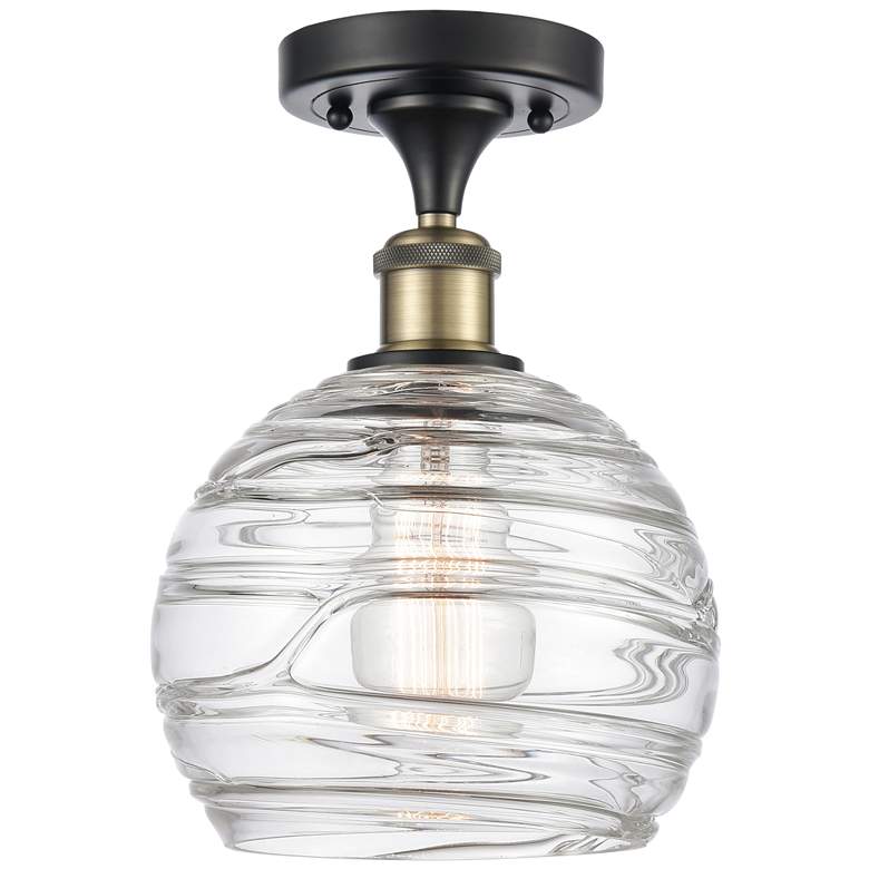 Image 1 Athens Deco Swirl 8" LED Semi-Flush Mount - Black Brass - Clear Deco