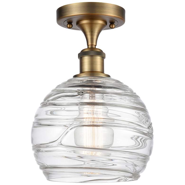 Image 1 Athens Deco Swirl 8" LED Semi-Flush Mount - Brass - Clear Deco Swirl