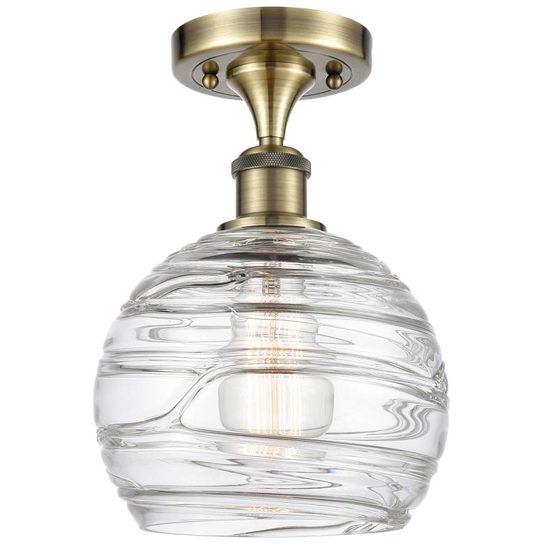 Image 1 Athens Deco Swirl 8" LED Semi-Flush Mount - Brass - Clear Deco Swirl