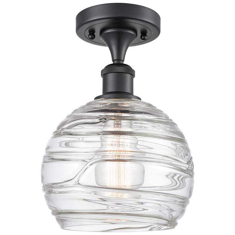 Image 1 Athens Deco Swirl 8" LED Semi-Flush Mount - Matte Black - Clear Deco