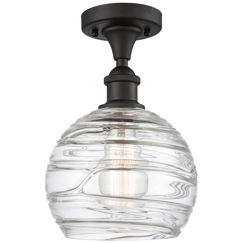 Image 1 Athens Deco Swirl 8" LED Semi-Flush - Oil Rubbed Bronze - Clear Deco