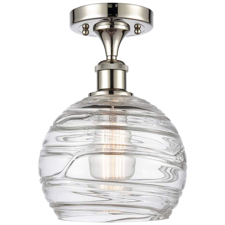 Image 1 Athens Deco Swirl 8" LED Semi-Flush - Polished Nickel - Clear Deco Sw
