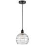 Athens Deco Swirl 8" Wide Black and Clear Glass Mini Pendant