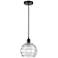 Athens Deco Swirl 8" Wide Black and Clear Glass Mini Pendant
