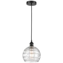 Athens Deco Swirl 8" Wide Black and Clear Glass Mini Pendant