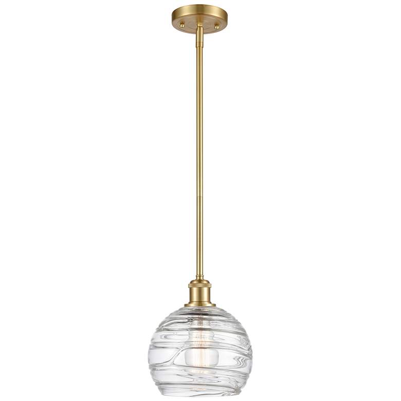Image 1 Athens Deco Swirl 8" Wide Satin Gold LED Mini Pendant