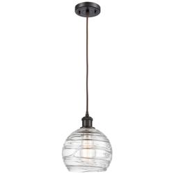 Athens Deco Swirl 8"W Bronze and Clear Glass LED Mini Pendant