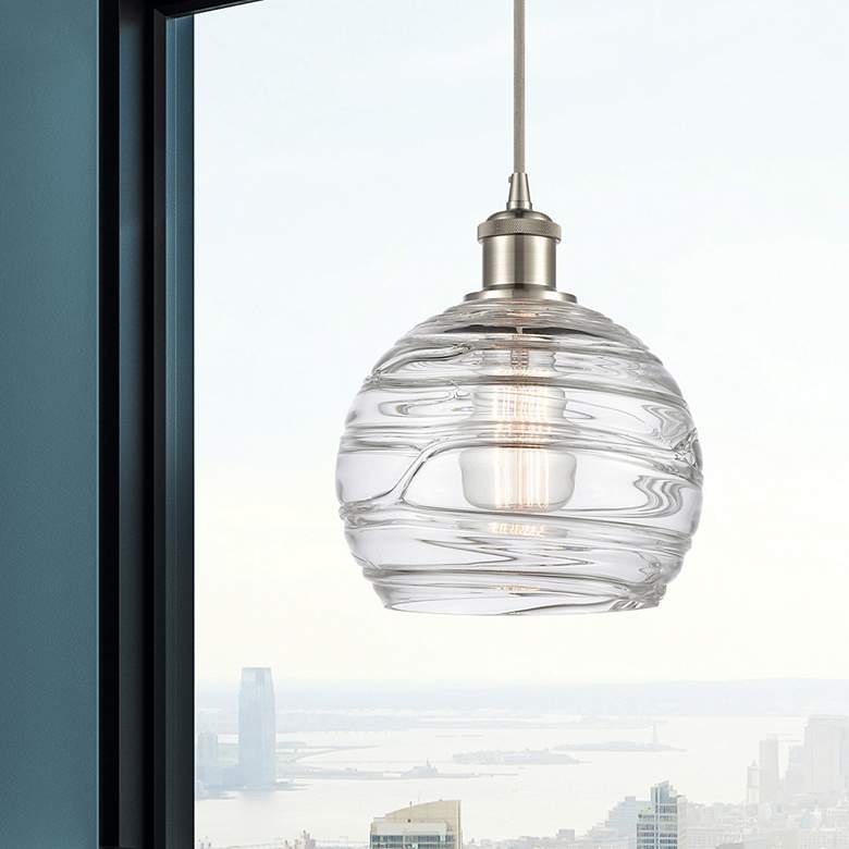 Image 2 Athens Deco Swirl 8"W Brushed Satin Nickel LED Mini Pendant more views