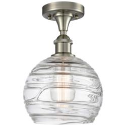 Athens Deco Swirl 8"W Nickel Ceiling Light with Clear Shade