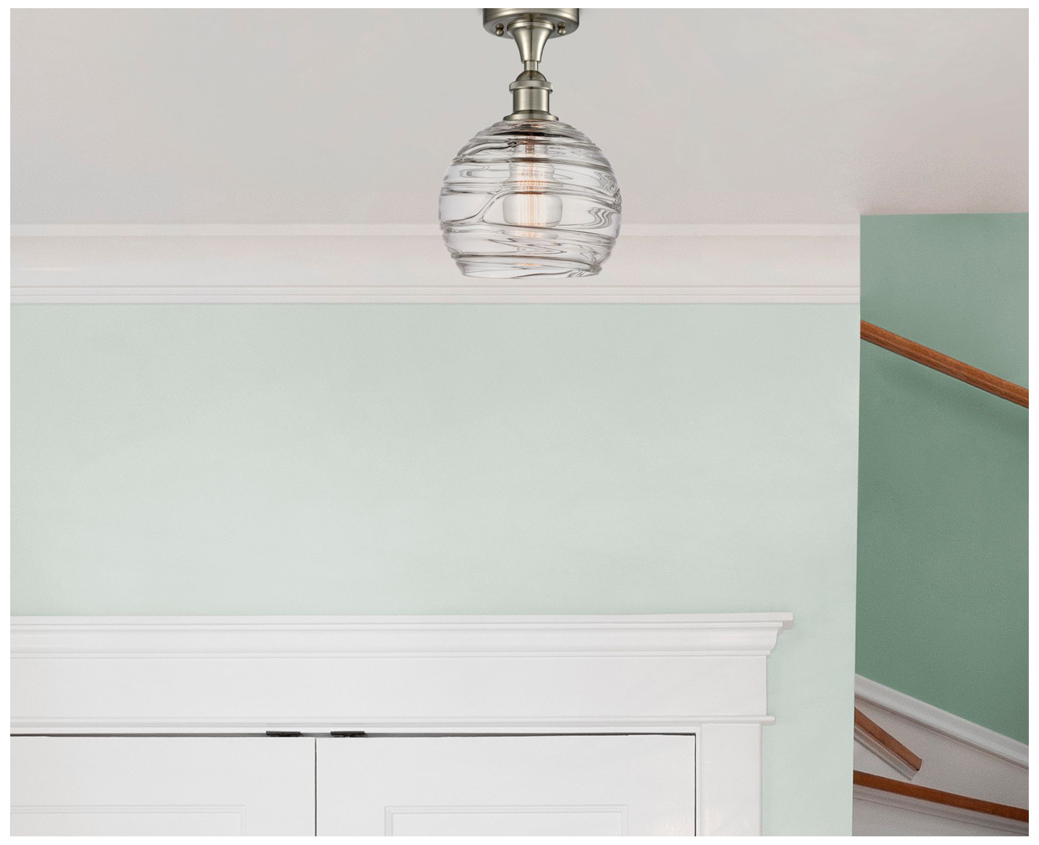 Image 2 Athens Deco Swirl 8"W Nickel Ceiling Light with Clear Shade more views