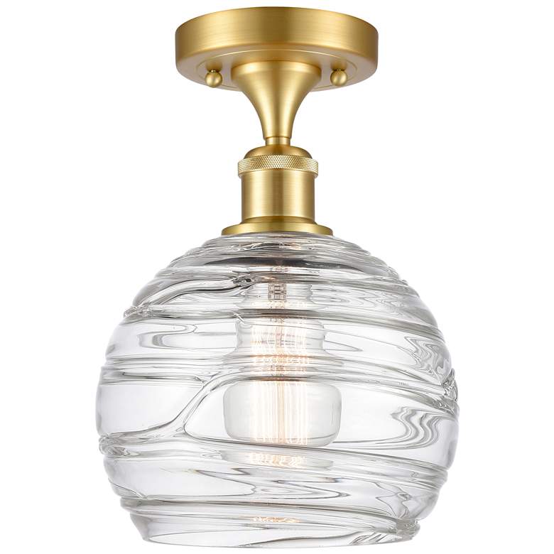 Image 1 Athens Deco Swirl 8" LED Semi-Flush Mount - Satin Gold - Clear Deco Swirl
