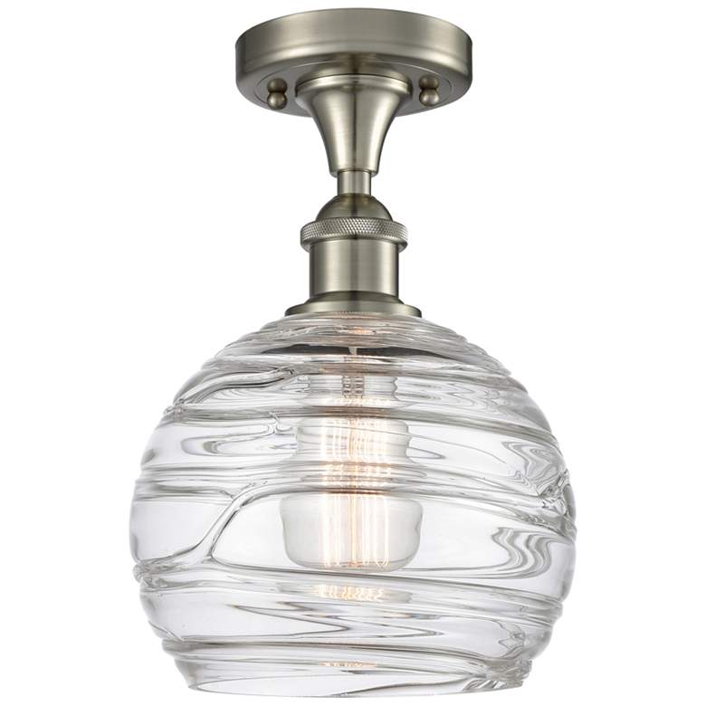 Image 1 Athens Deco Swirl 8" LED Semi-Flush - Satin Nickel - Clear Deco Swirl