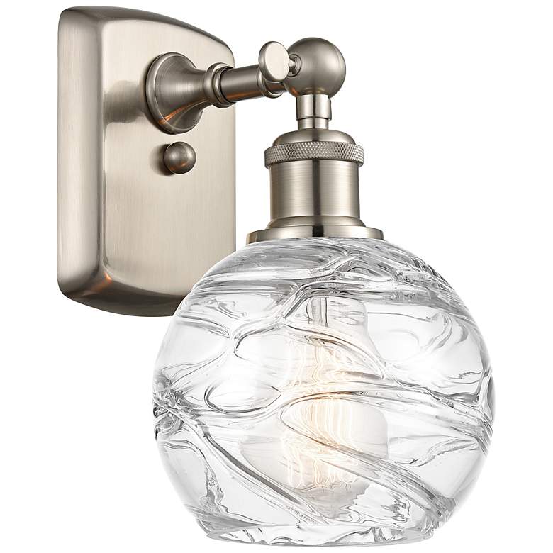 Image 1 Athens Deco Swirl 9 1/2" High Satin Nickel LED Wall Sconce