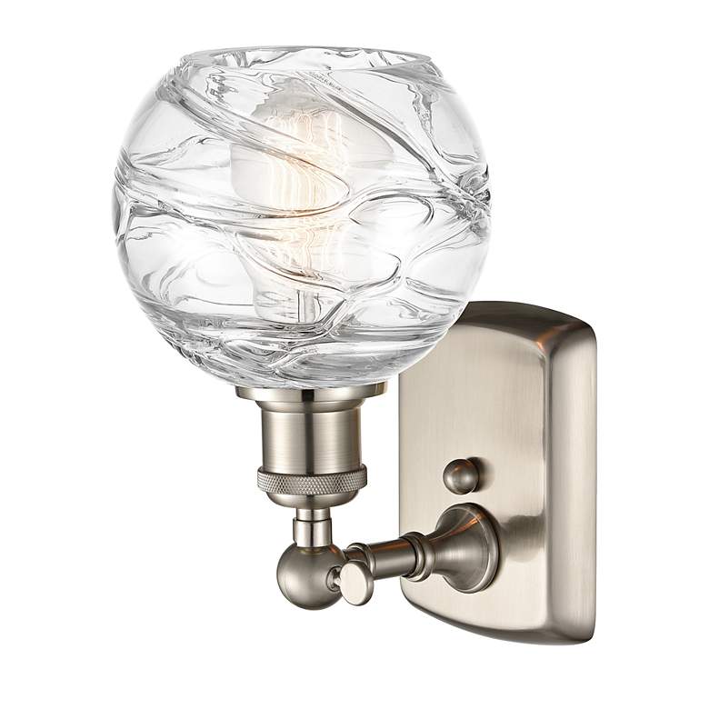 Image 3 Athens Deco Swirl 9 1/2" High Satin Nickel LED Wall Sconce more views