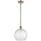 Athens Water Glass 10" LED Mini Pendant - Antique Brass - Clear Water