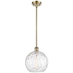 Athens Water Glass 10" LED Mini Pendant - Antique Brass - Clear Water
