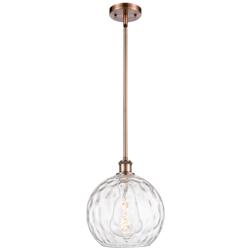 Athens Water Glass 10" LED Mini Pendant - Antique Copper - Clear