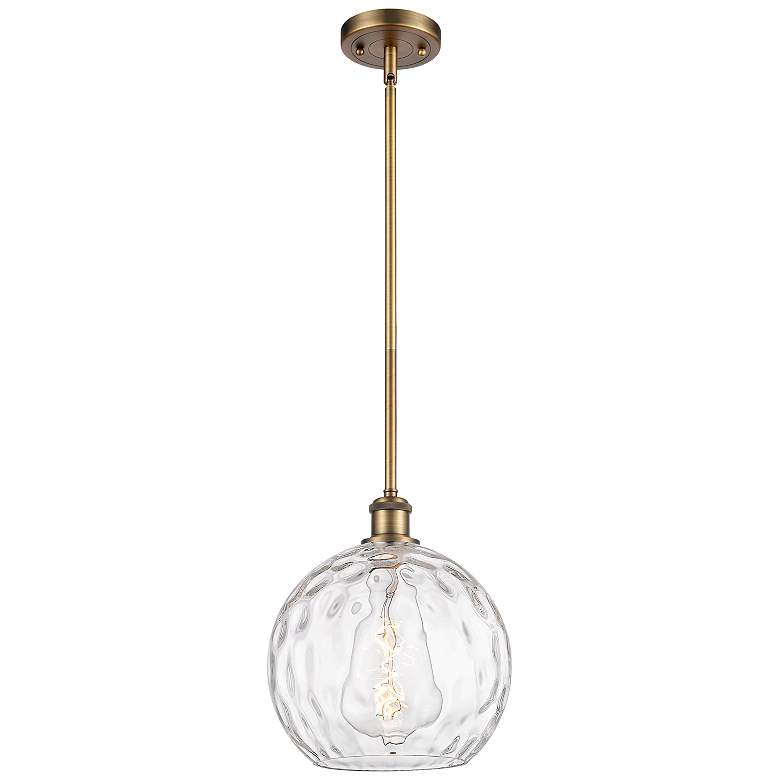 Image 1 Athens Water Glass 10" LED Mini Pendant - Brushed Brass - Clear Water