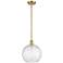 Athens Water Glass 10" LED Mini Pendant - Satin Gold - Clear Water Gla