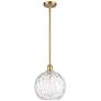 Athens Water Glass 10" LED Mini Pendant - Satin Gold - Clear Water Gla