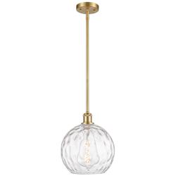 Athens Water Glass 10" LED Mini Pendant - Satin Gold - Clear Water Gla