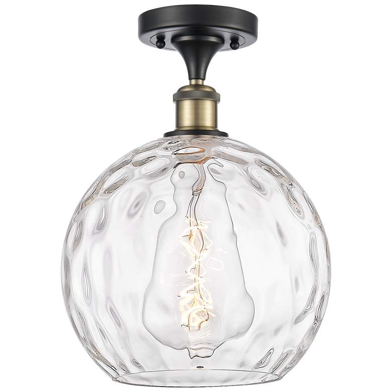 Image 1 Athens Water Glass 10" LED Semi-Flush Mount - Black Brass - Clear