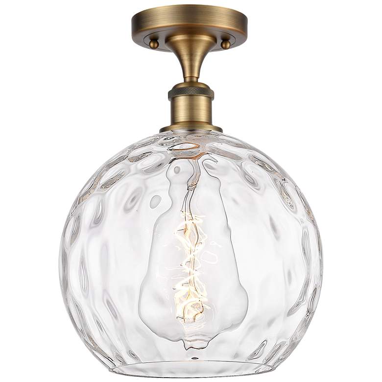 Image 1 Athens Water Glass 10" LED Semi-Flush Mount - Brass - Clear Water Gla