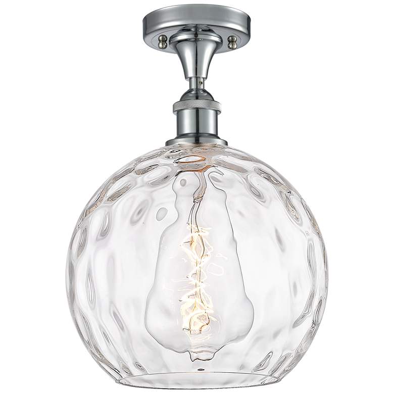 Image 1 Athens Water Glass 10" LED Semi-Flush Mount - Chrome - Clear Water Gl