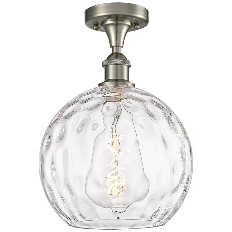 Image 1 Athens Water Glass 10" LED Semi-Flush Mount - Satin Nickel - Clear