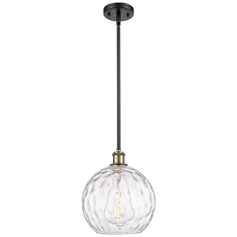 Image 1 Athens Water Glass 10" Mini Pendant - Black Antique Brass - Clear