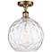 Athens Water Glass 10" Semi-Flush Mount - Brass - Clear Water Glass