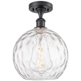 Athens Water Glass 10" Semi-Flush Mount - Matte Black - Clear Water Gl Athens Water Glass 10" Semi-Flush Mount - Matte Black - Clear Water Gl
