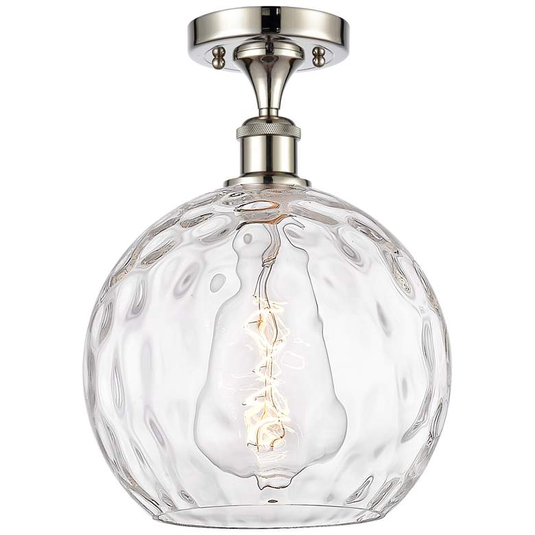 Image 1 Athens Water Glass 10" Semi-Flush Mount - Polished Nickel - Clear