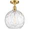 Athens Water Glass  10" Semi-Flush Mount - Satin Gold - Clear Water Gl