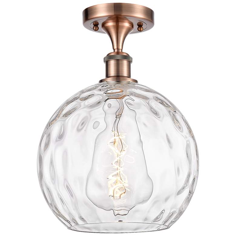 Image 1 Athens Water Glass 10" LED Semi-Flush Mount - Copper - Clear Water Glass