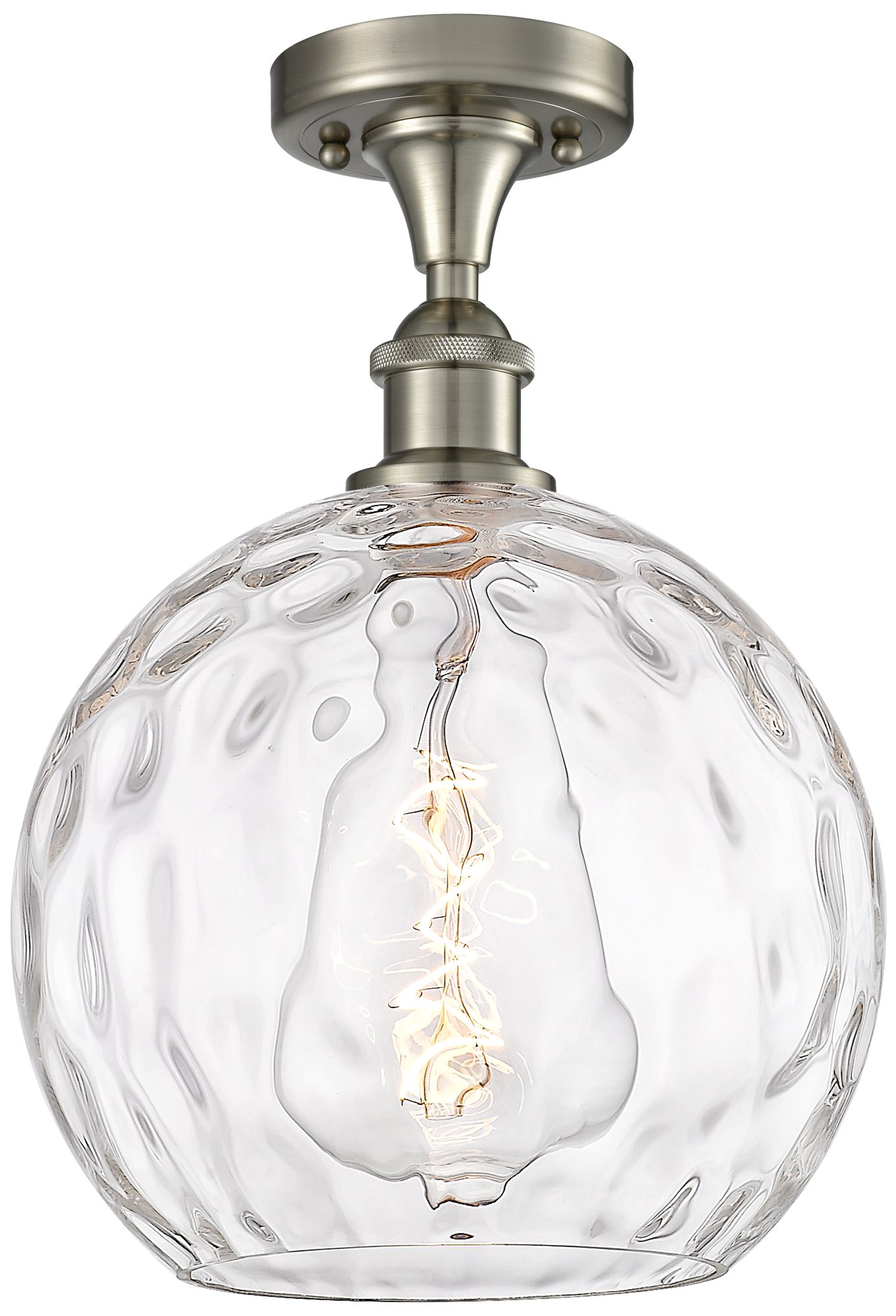 Athens Water Glass  10" LED Semi-Flush Mount - Satin Nickel - Clear