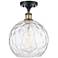 Athens Water Glass  10" Semi-Flush Mount - Black Brass - Clear Water Glass