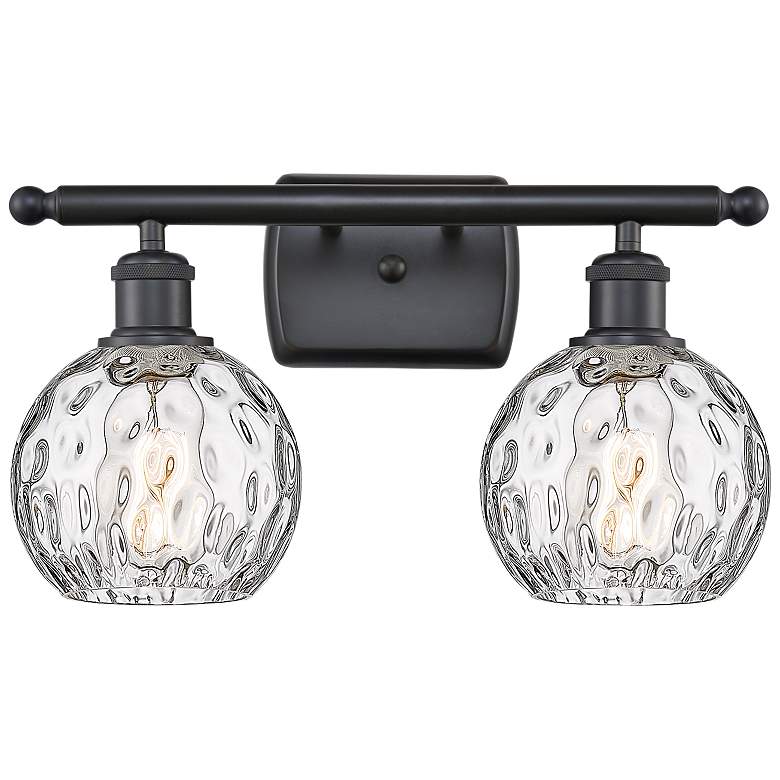 Image 1 Athens Water Glass 11" High Matte Black 2-Light Wall Sconce