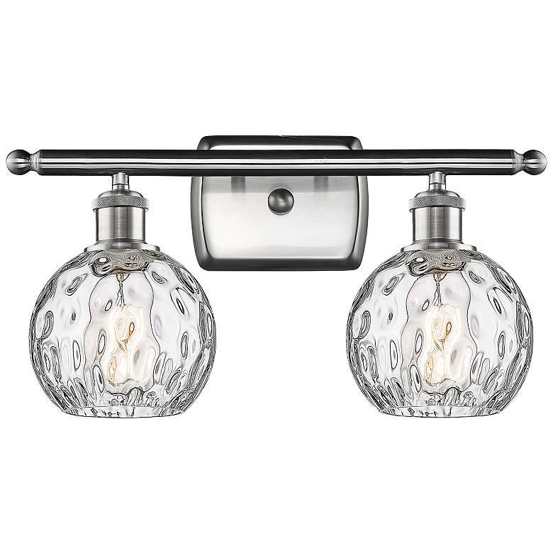 Image 1 Athens Water Glass 11" High Satin Nickel 2-Light Wall Sconce