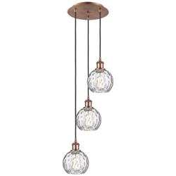 Athens Water Glass 12 3/4"W Antique Copper 3-Light Pendant