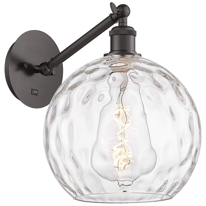 Image 1 Athens Water Glass 12"H Bronze Adjustable Sconce w/ Clear Water Glass Shade