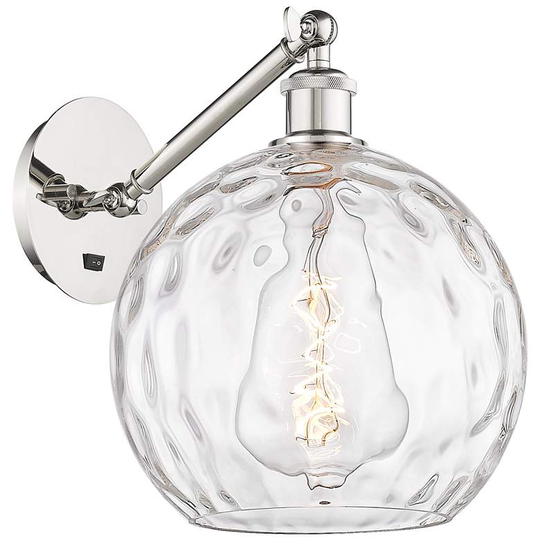 Image 1 Athens Water Glass 12"H Nickel Adjustable Sconce w/ Clear Water Glass Shade
