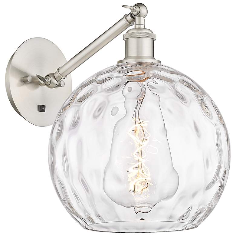 Image 1 Athens Water Glass 12"H Satin Nickel Adjustable Sconce w/ Clear Shade