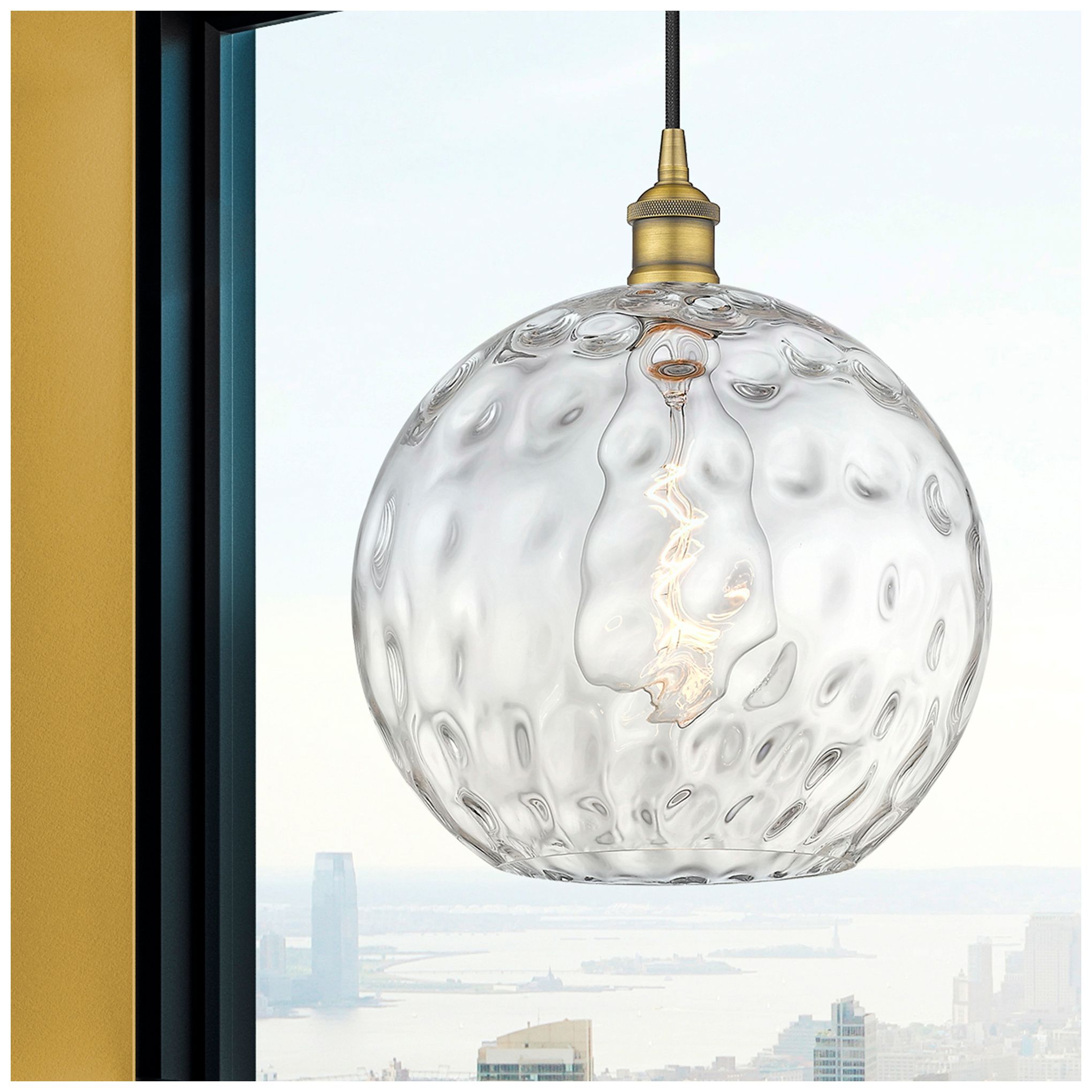 Image 2 Athens Water Glass 12" LED Mini Pendant - Brushed Brass - Clear Water  more views